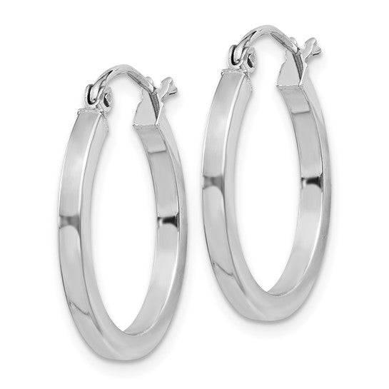 Silver Square Edge Round Hinged Hoops