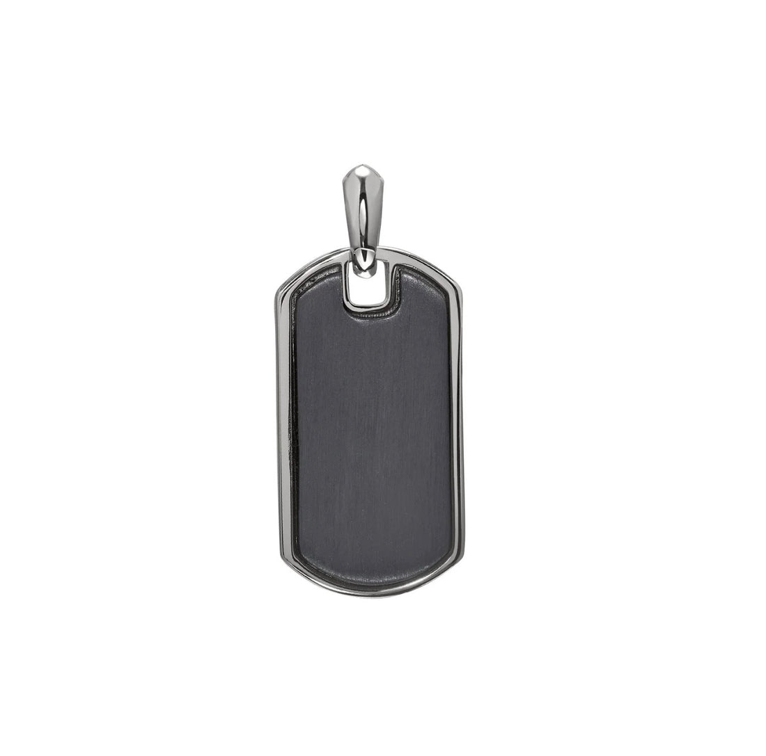 Sterling Silver W/Black Rhodium Center Dog Tag Pendant