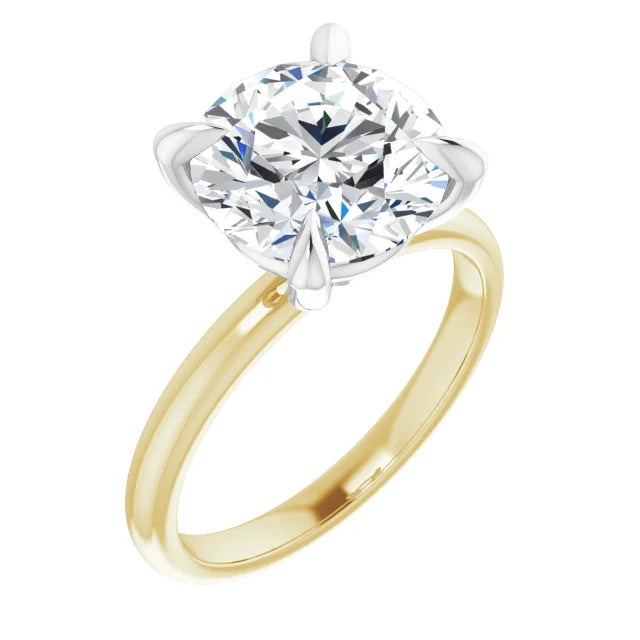4ct Lab Grown Round Diamond Solitaire 14K Yellow Gold