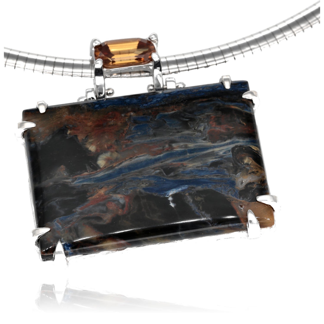 Storm Squall Pietersite & Zircon Necklace