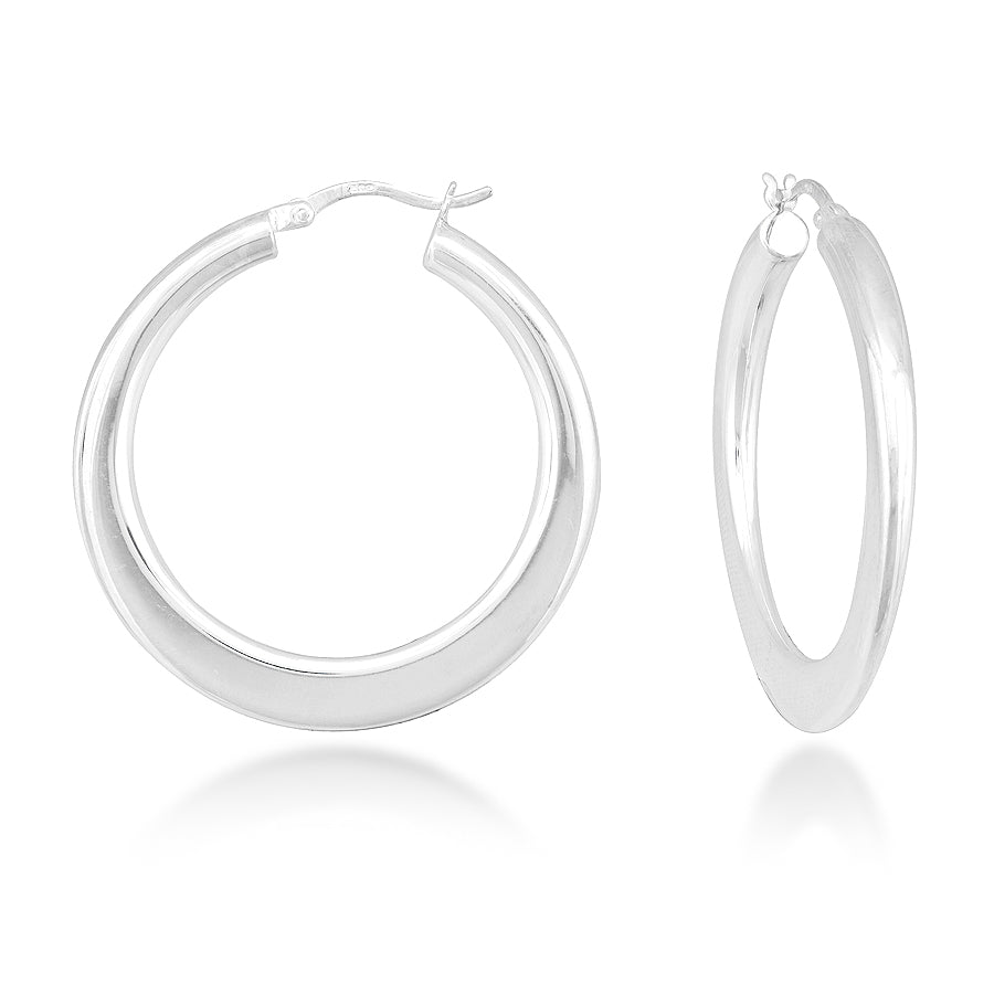 Sterling Silver Tapered Polished Hoop Earrings