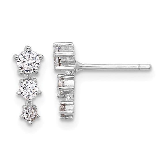 Sterling Silver Rhodium-plated Polished CZ Star Post Earrings