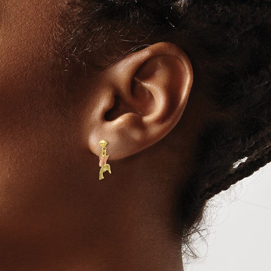 10k Two Tone Black Hills Gold Hummingbird Earrings