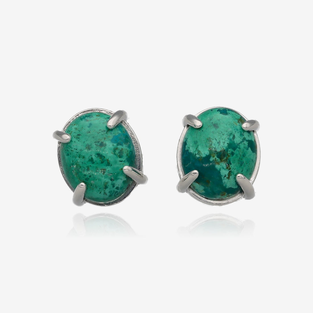 Lake Shore Blues Chrysocolla Sterling Stud Earrings