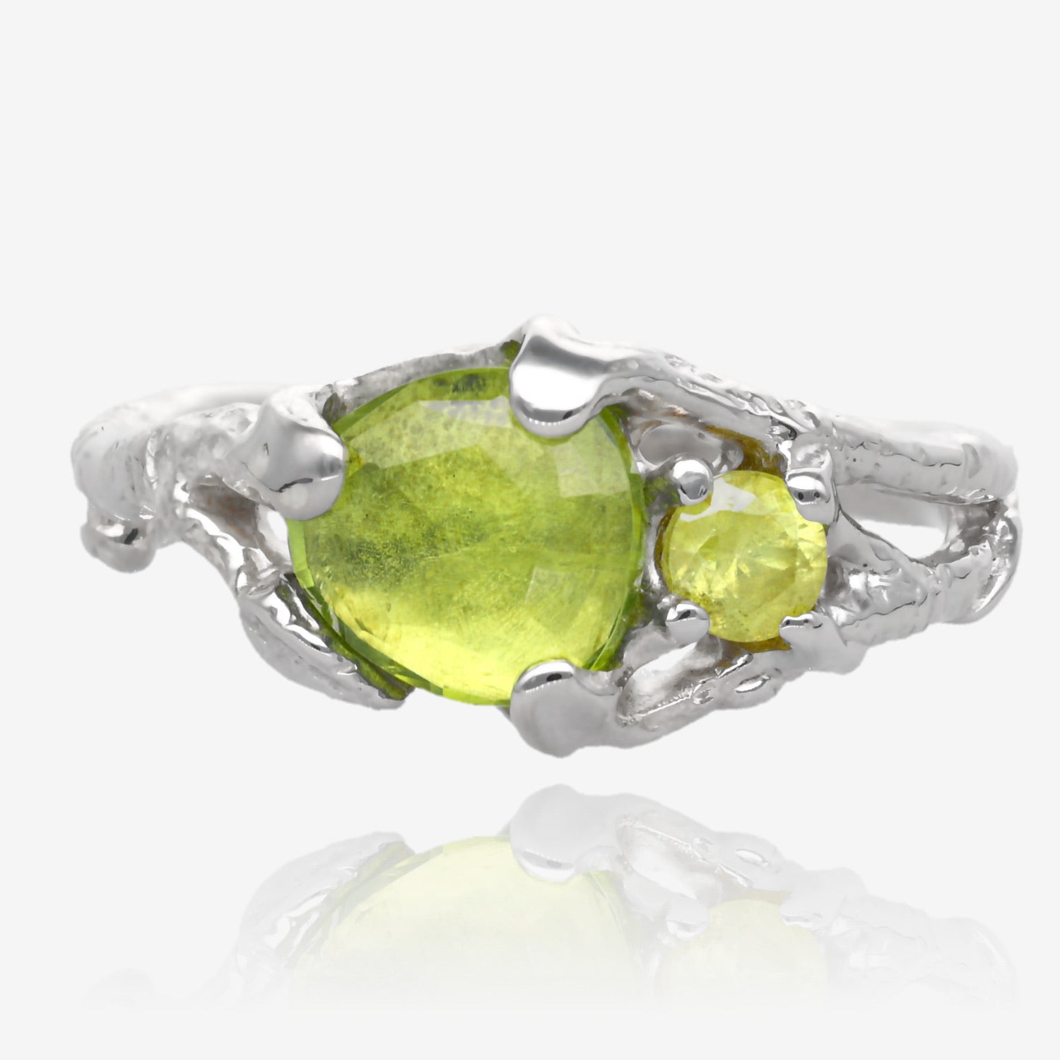 August Mornings Peridot Twig Ring