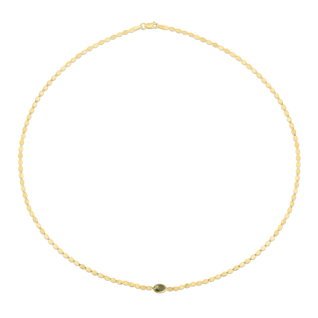 Checkerboard Cut Gemstone Mirrored Chain 14K Necklace