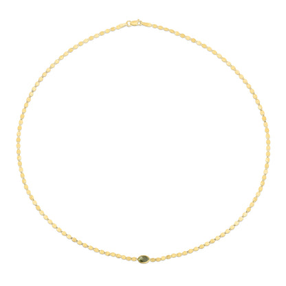 Checkerboard Cut Gemstone Mirrored Chain 14K Necklace