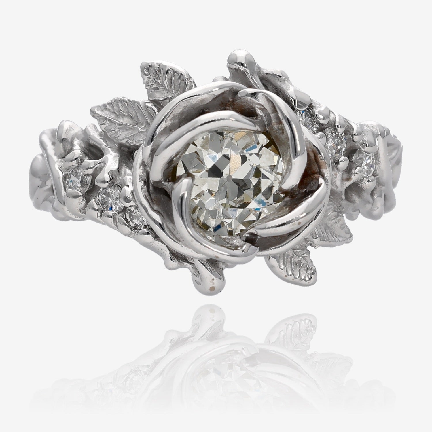 Summer Rose Diamond Ring White Gold