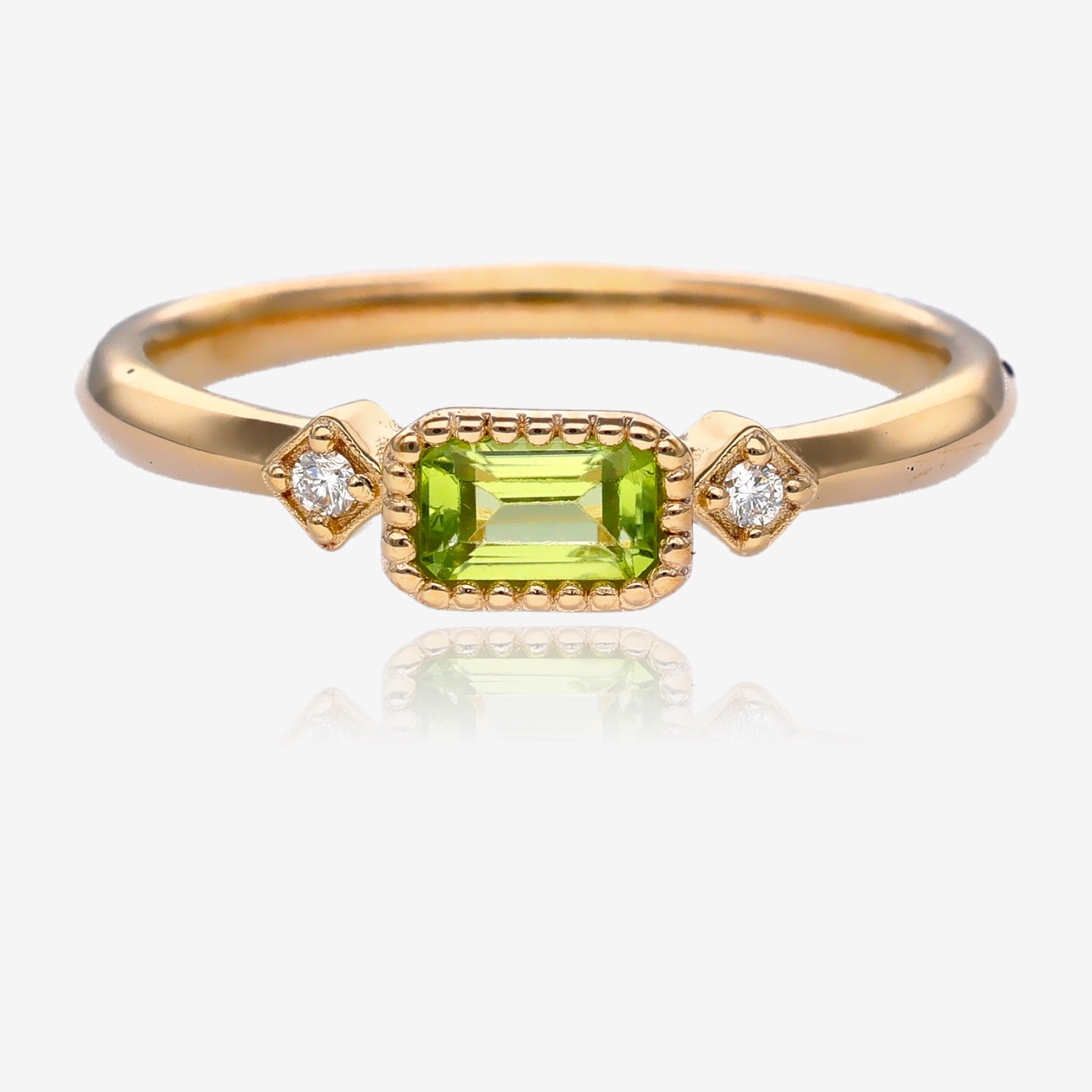 Radiant Elegance: Diamond Accented Gold Birthstone Ring