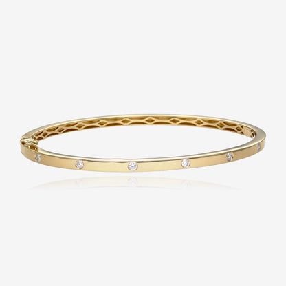 Natural Diamond 14k Gold Safety Hinged Bangle