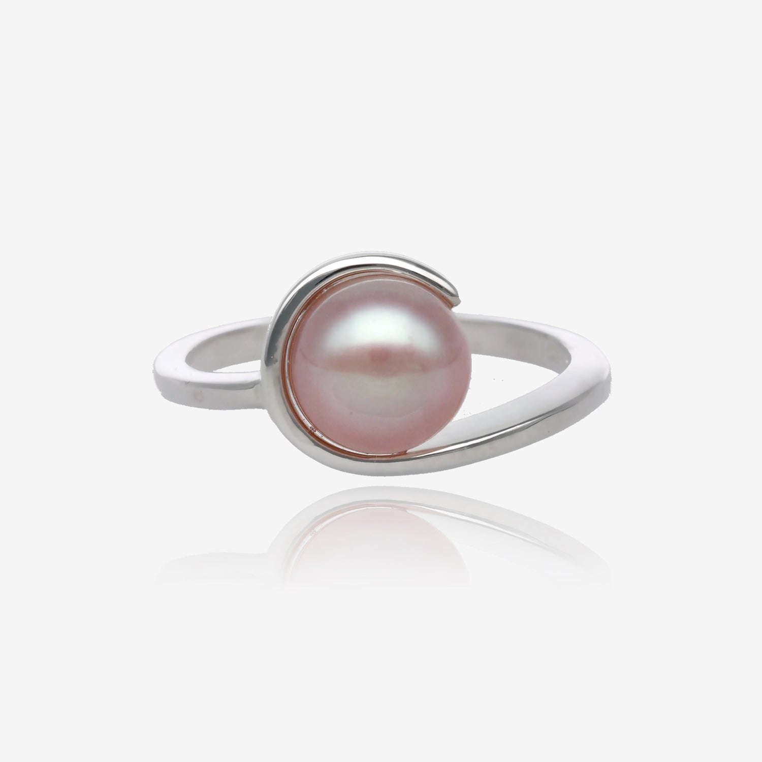 Breezy Swirl Pink Pearl Ring in Silver