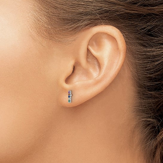 Line of Color Silver Bar Stud Earrings