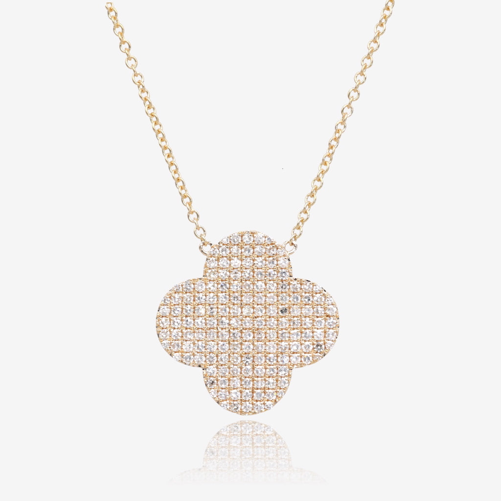 Bold Pavé Diamond Iconic Blossom Gold Necklace