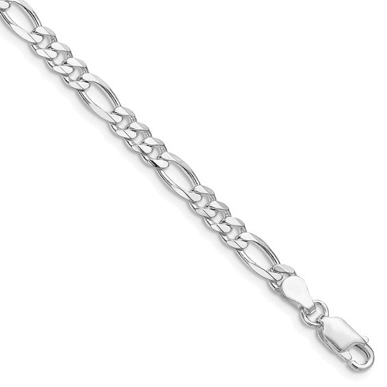 Sterling Silver Rhodium-plated 4.5mm Figaro Bracelet