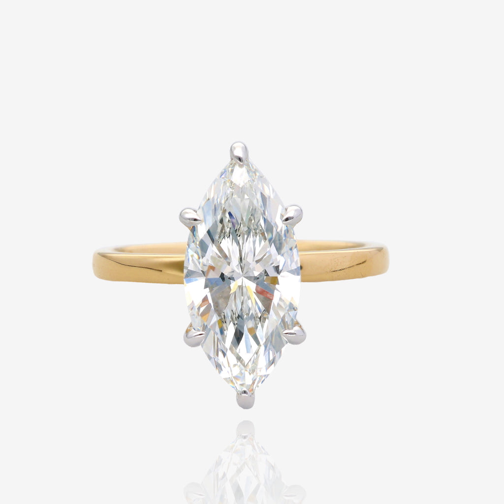 3ct Lab Grown Marquise Diamond Solitaire 14K Yellow Gold