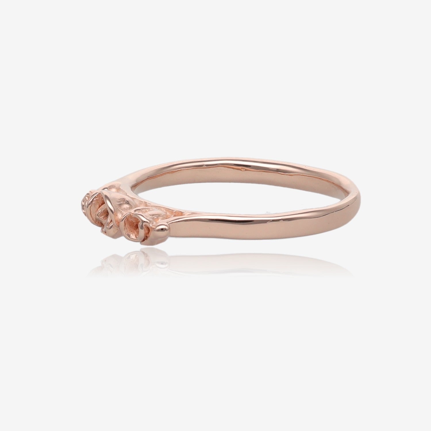 Rose Gold Band, Three Dainty Roses