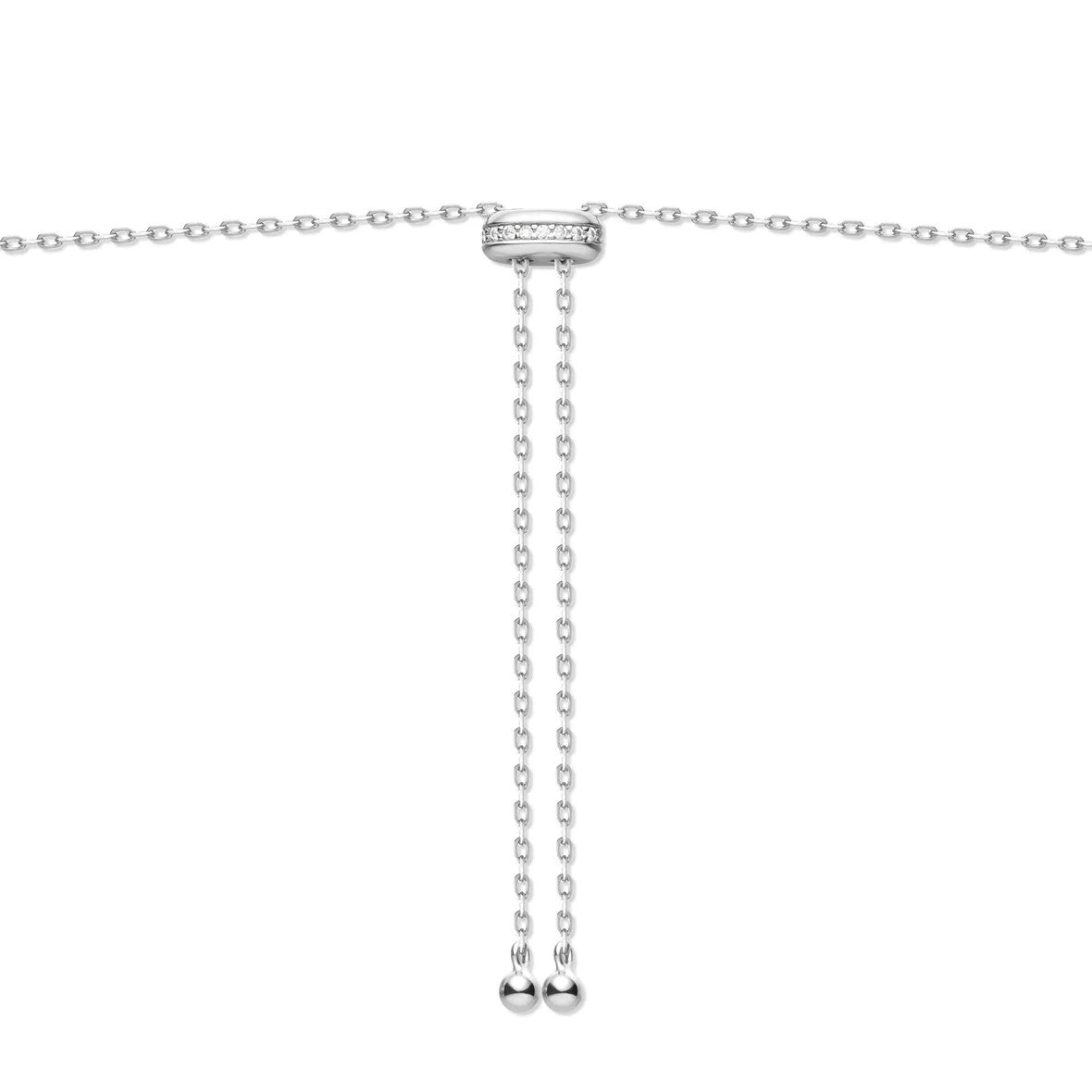 Silver Bezel Cubic Zirconia Station Necklace