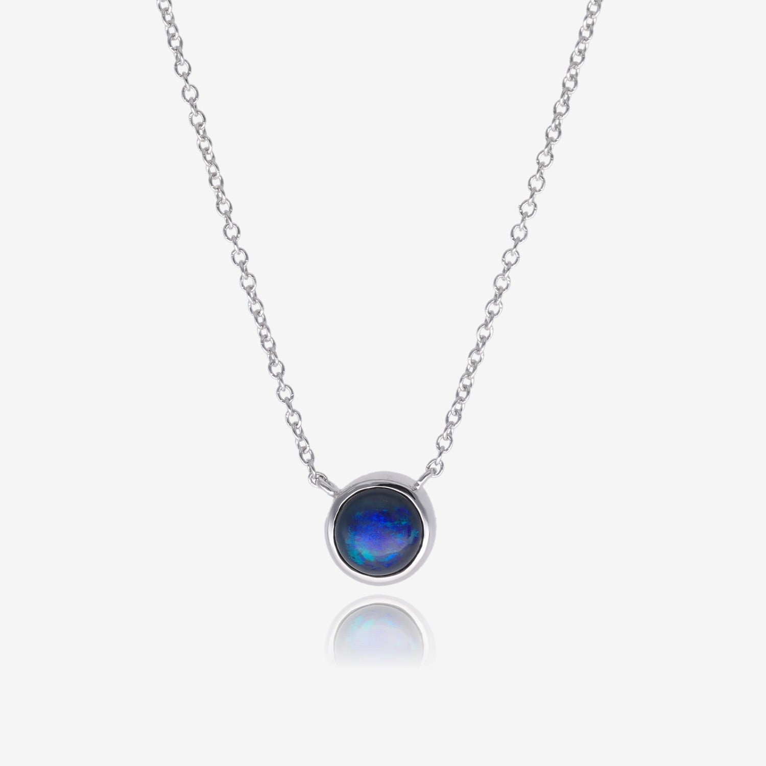 Simply Sweet Silver and Blue Opal Necklace