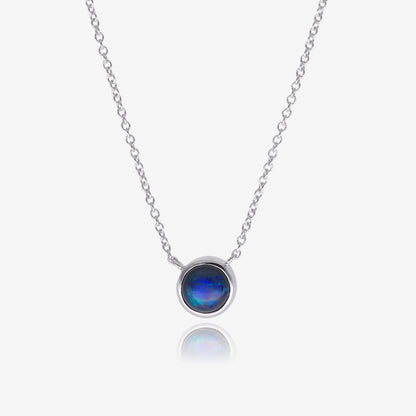 Simply Sweet Silver and Blue Opal Necklace