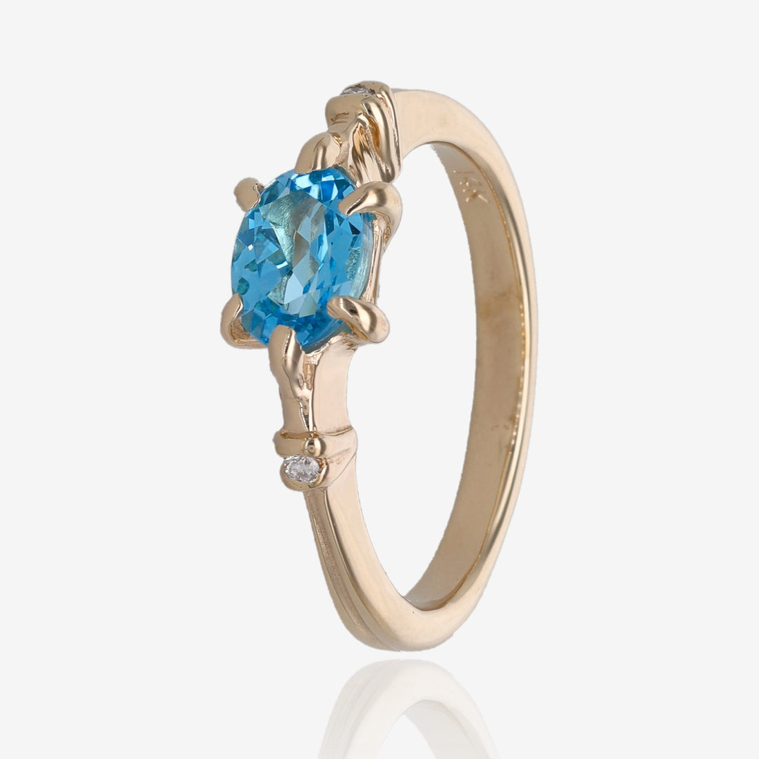 Gatsby Blue Topaz Ring in Yellow Gold