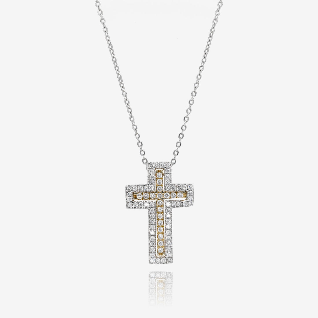 10k Two Tone Diamond Interchangeable Cross Pendant