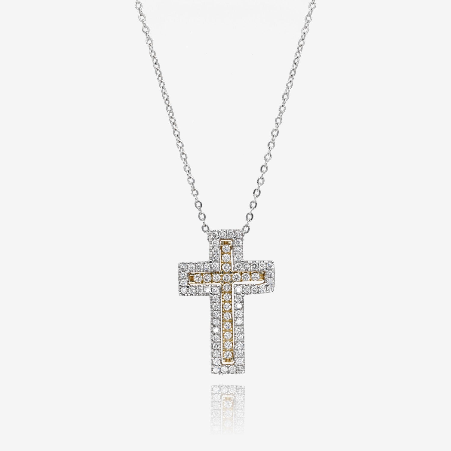 10k Two Tone Diamond Interchangeable Cross Pendant