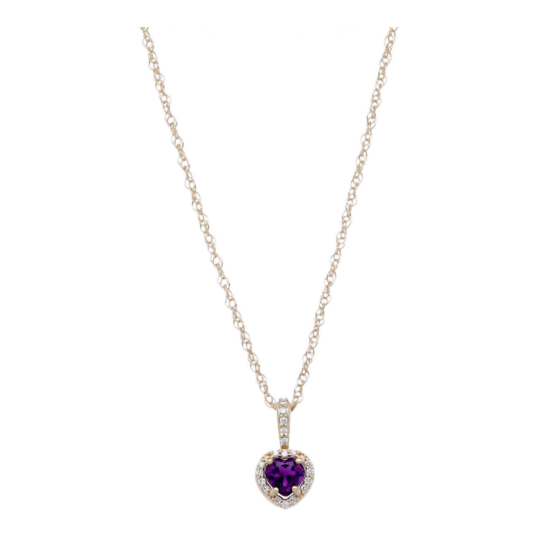 Cherish Amethyst Heart Halo Pendant in Yellow Gold