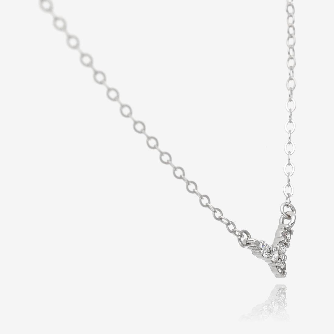 Mini V Wishbone Diamond Necklace White