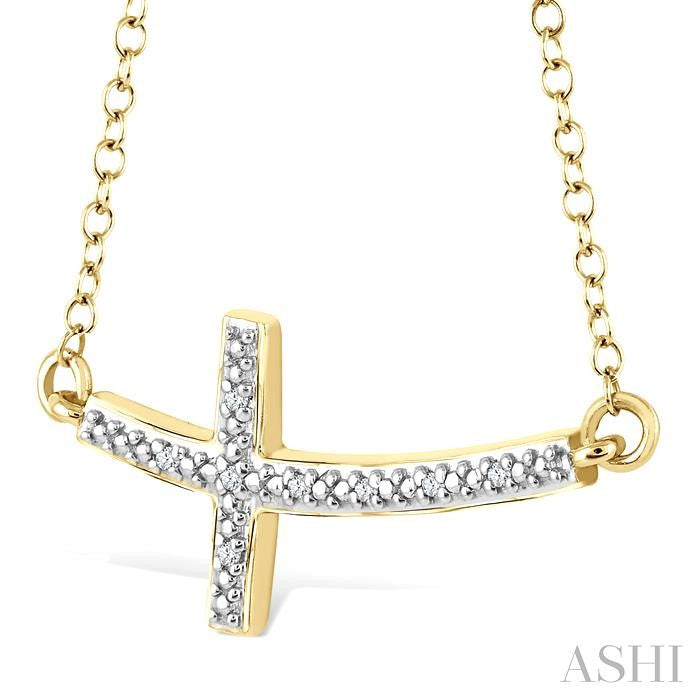 Faith Forward Gold Vermeil Sideway Cross Diamond Necklace