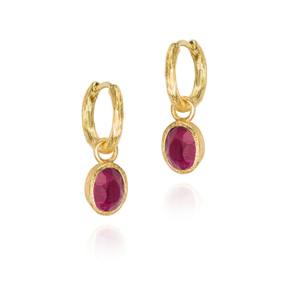 Zen Organic Natural Oval Birthstone Hoop Earrings