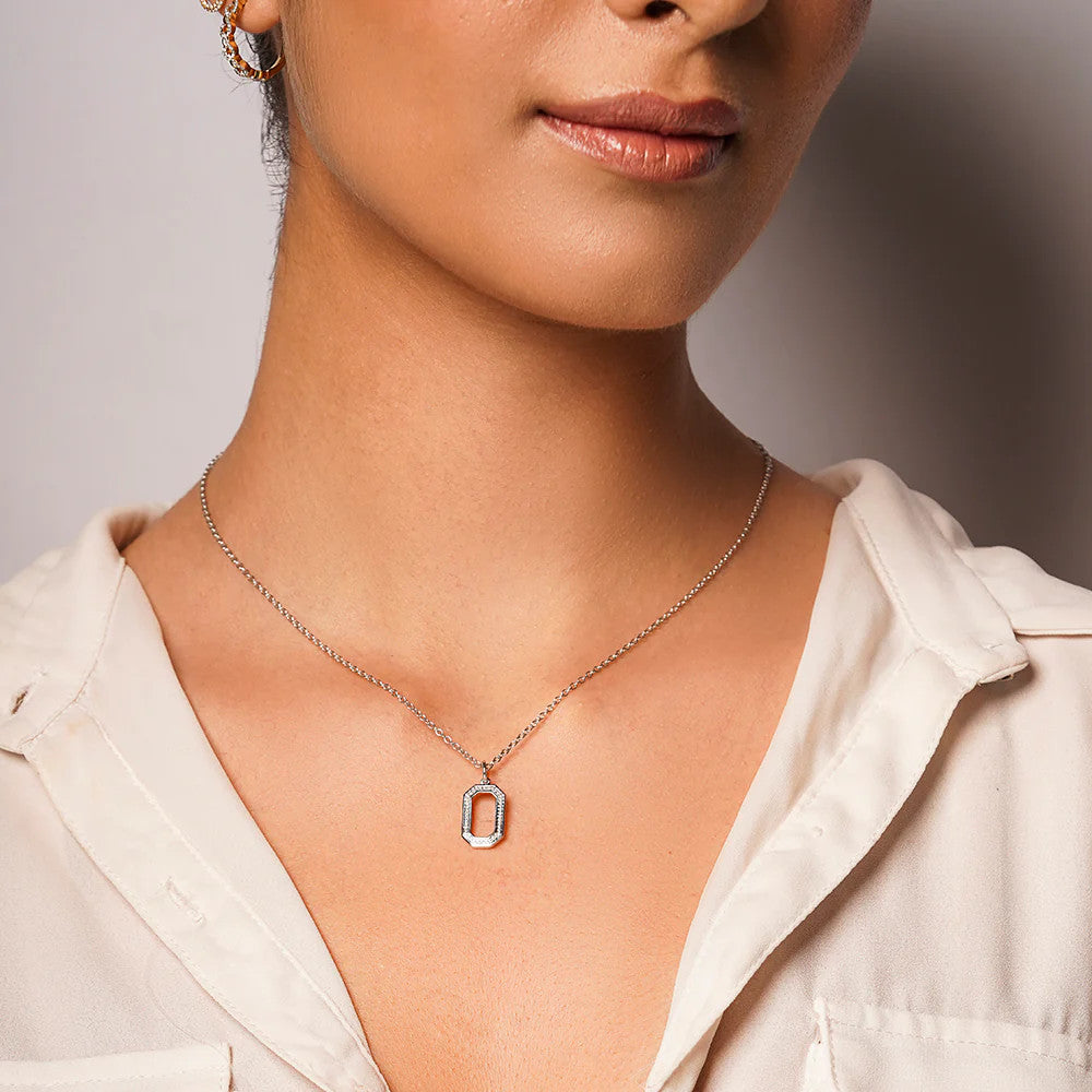 Geo Frame Diamond Pendant Necklace