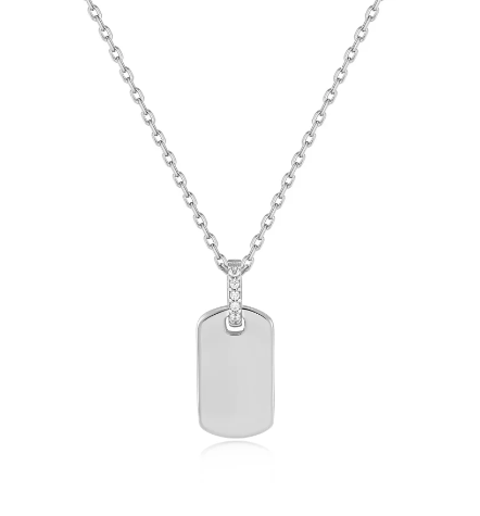 White Glam Tag Pendant Necklace