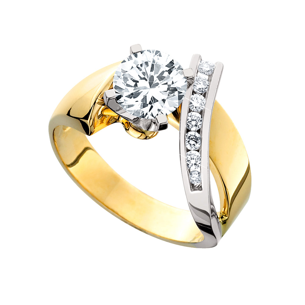 Two Tone Diamond Freeform Bridal Ring Mounting