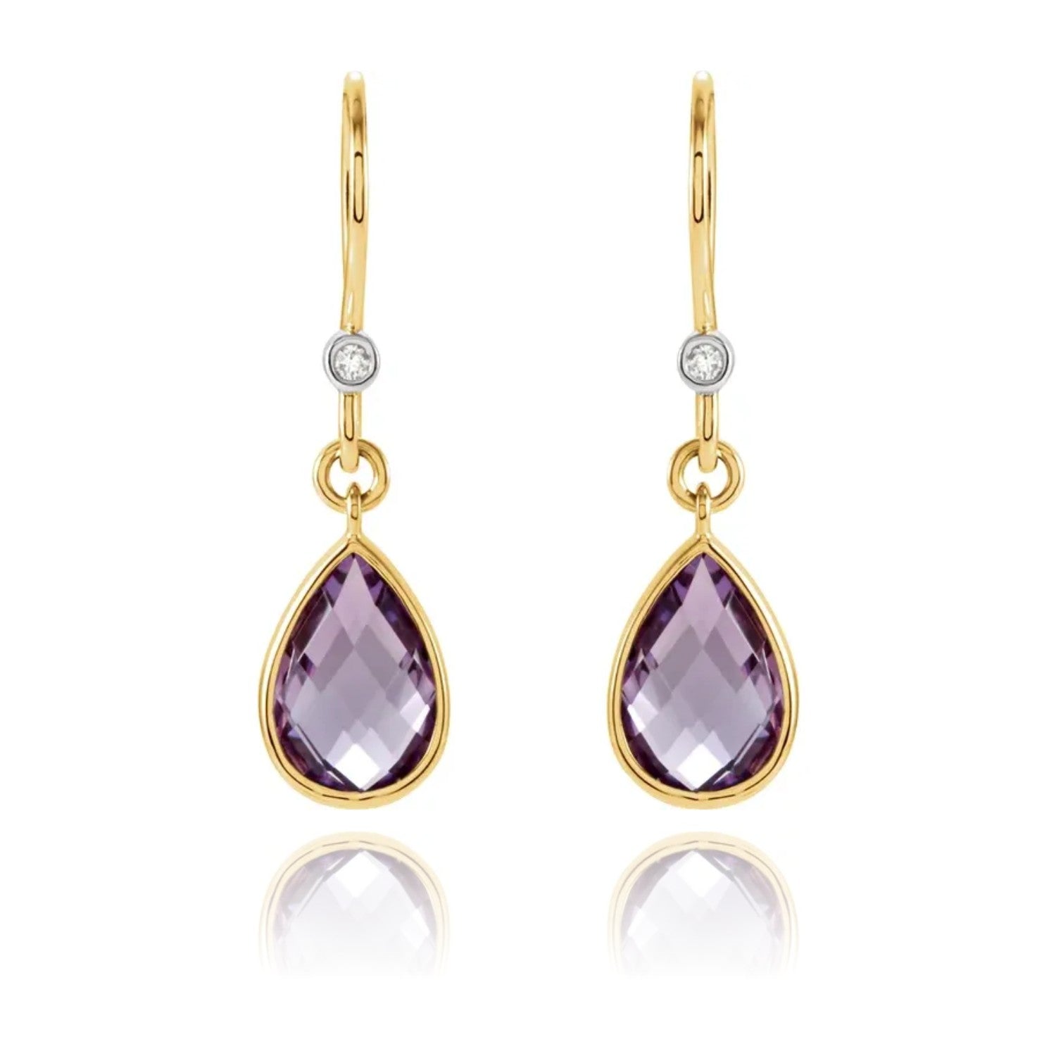 Gold Amethyst Diamond Accent Drop Earrings