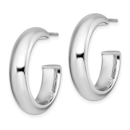 Sterling Silver Rhodium-plated Polished 6mm Post Hoops