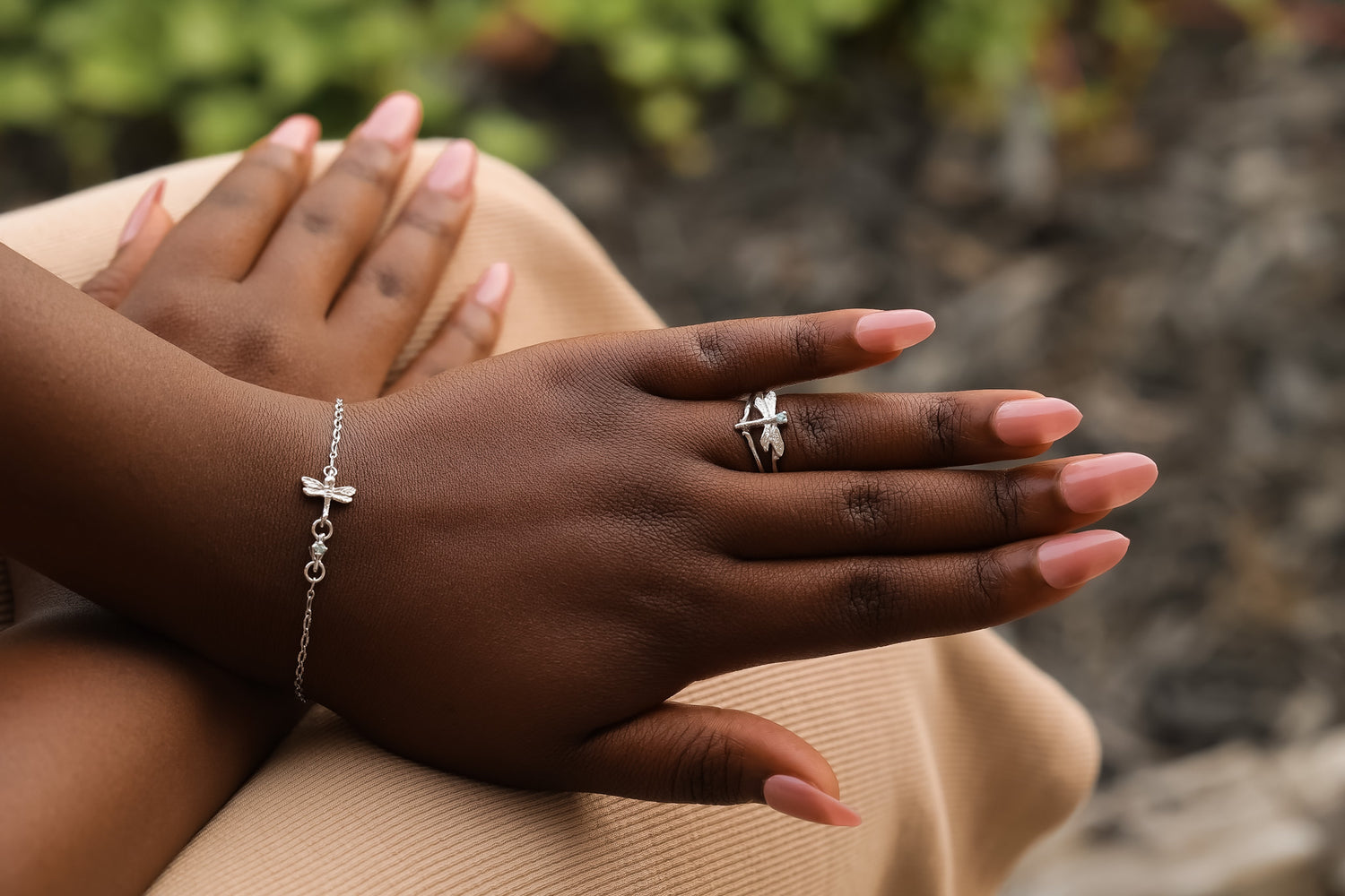 Dragonfly Daydreams Silver and Gem Ring