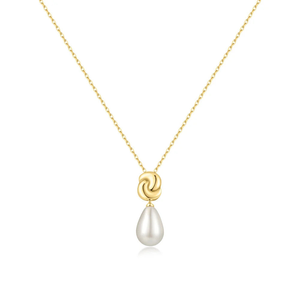 Yellow Twist &amp; Shell Pearl Necklace