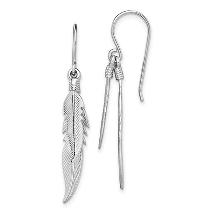 Sterling Silver Double Feathers Dangle Earrings