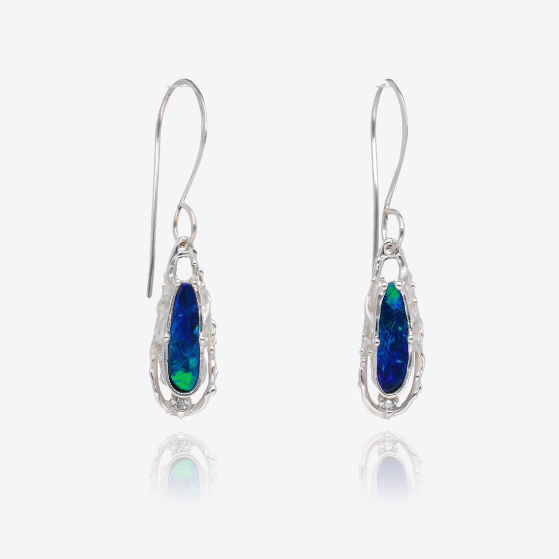 Indigo Raindrops Opal Dangle Earrings