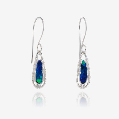 Indigo Raindrops Opal Dangle Earrings