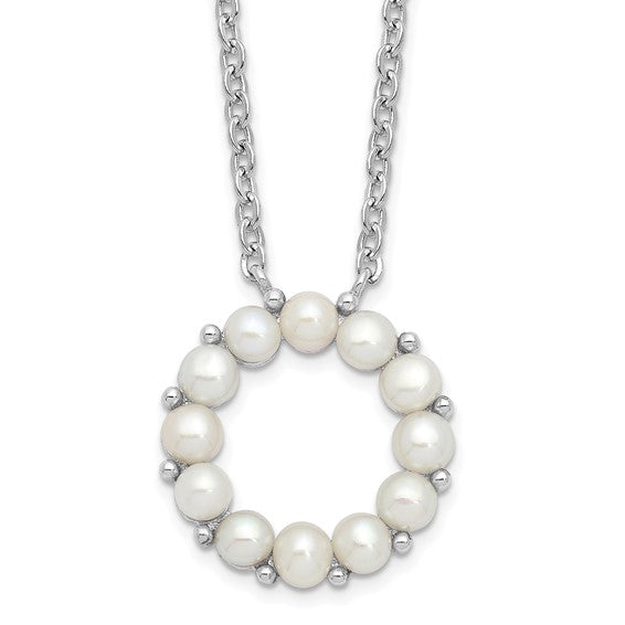 Freshwater Pearl Halo Sterling Necklace