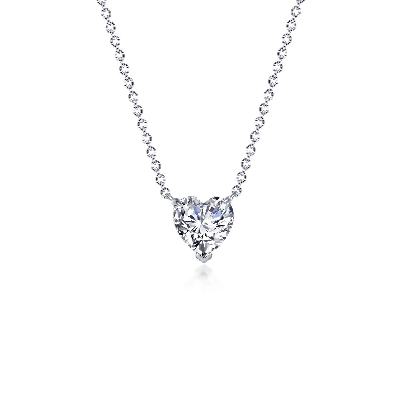 Silver Heart Solitaire Necklace