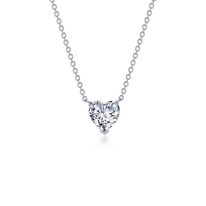 Silver Heart Solitaire Necklace