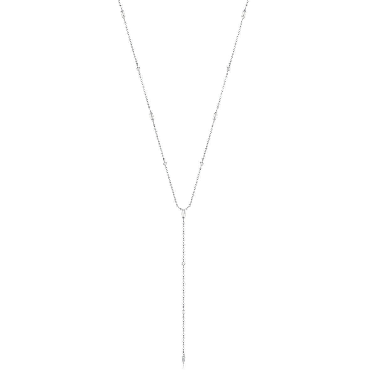 Silver Sparkle Point Y Necklace