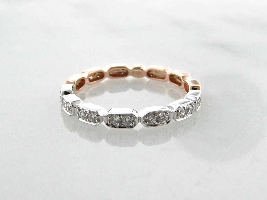 Rose White Gold Two Tone Diamond Stacking Ring, Gondola