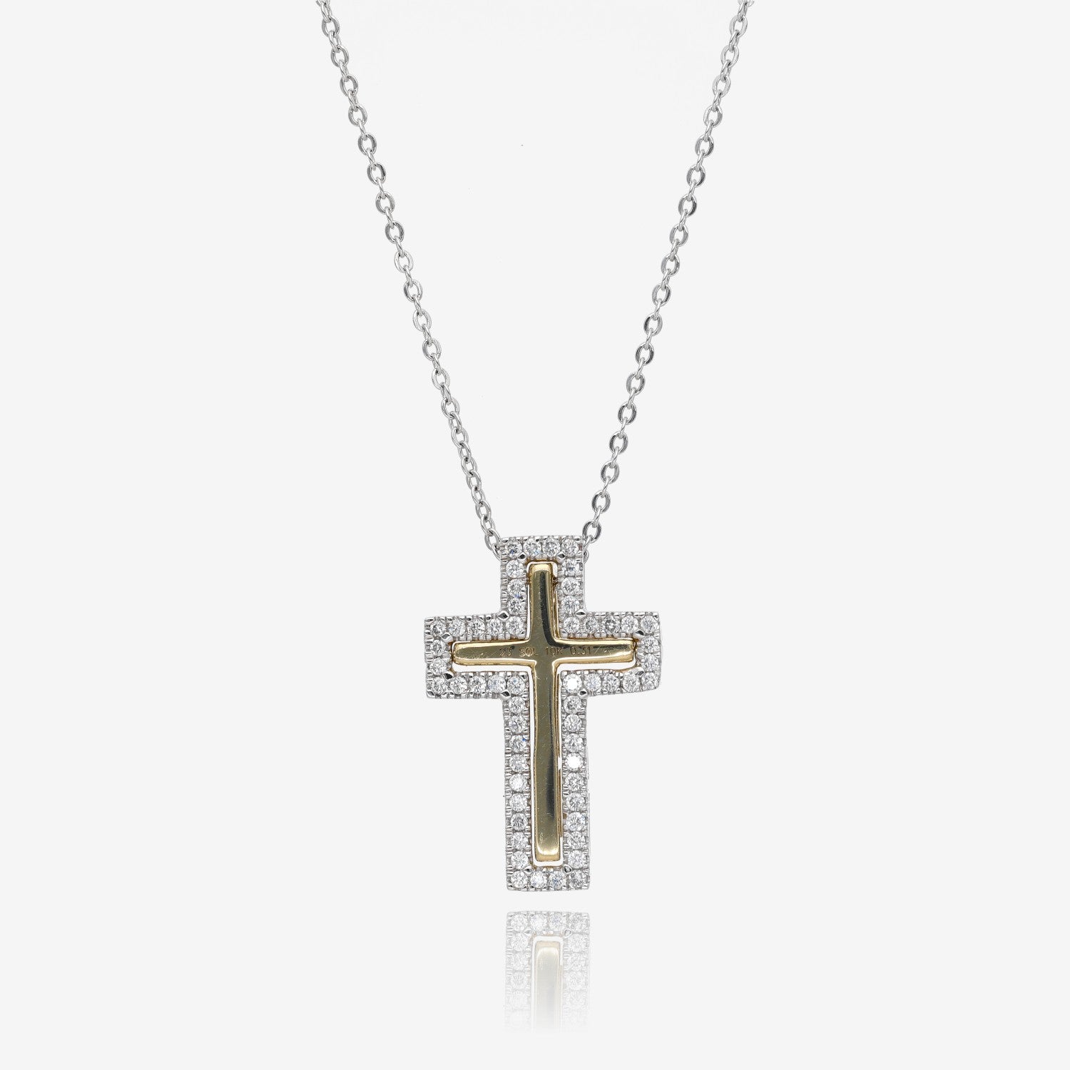 10k Two Tone Diamond Interchangeable Cross Pendant