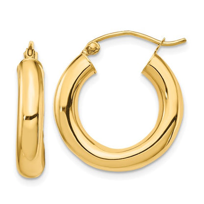 14k Polished 4mm Tube Hoop Earrings