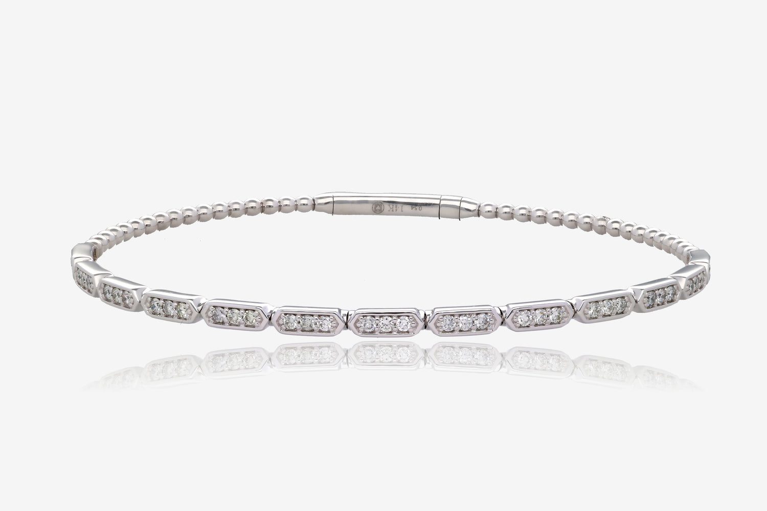 .54ct Natural Diamond Shield Flex Bangle in 14K White Gold