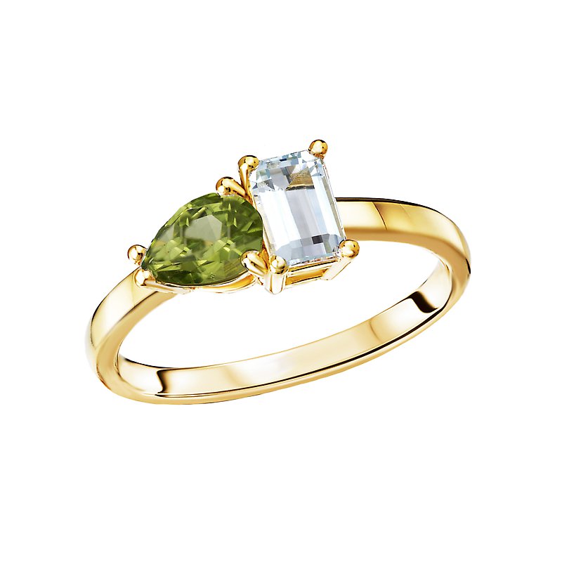 Peridot and Sky Blue Topaz 14k Ring