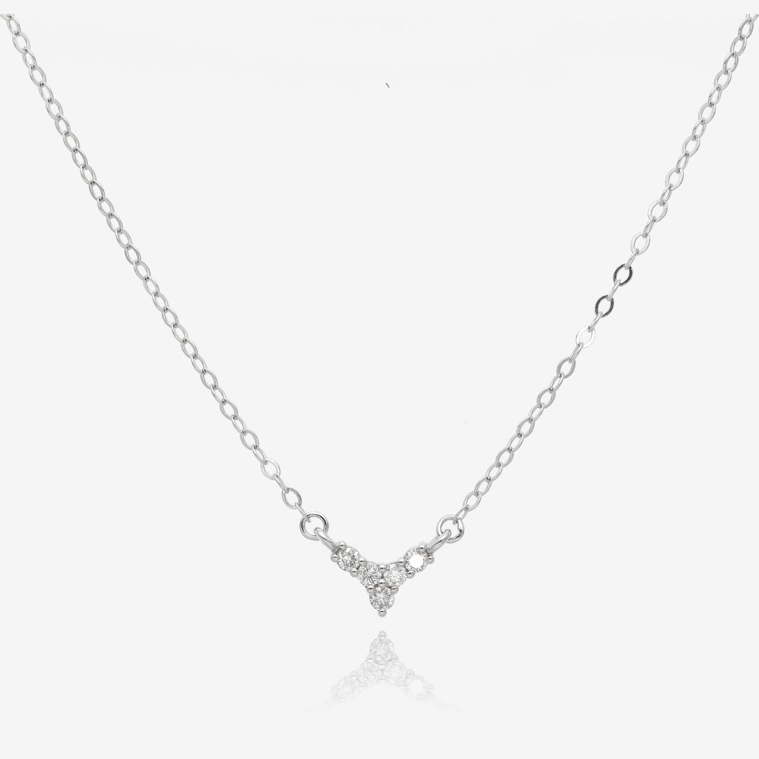 Mini V Wishbone Diamond Necklace White